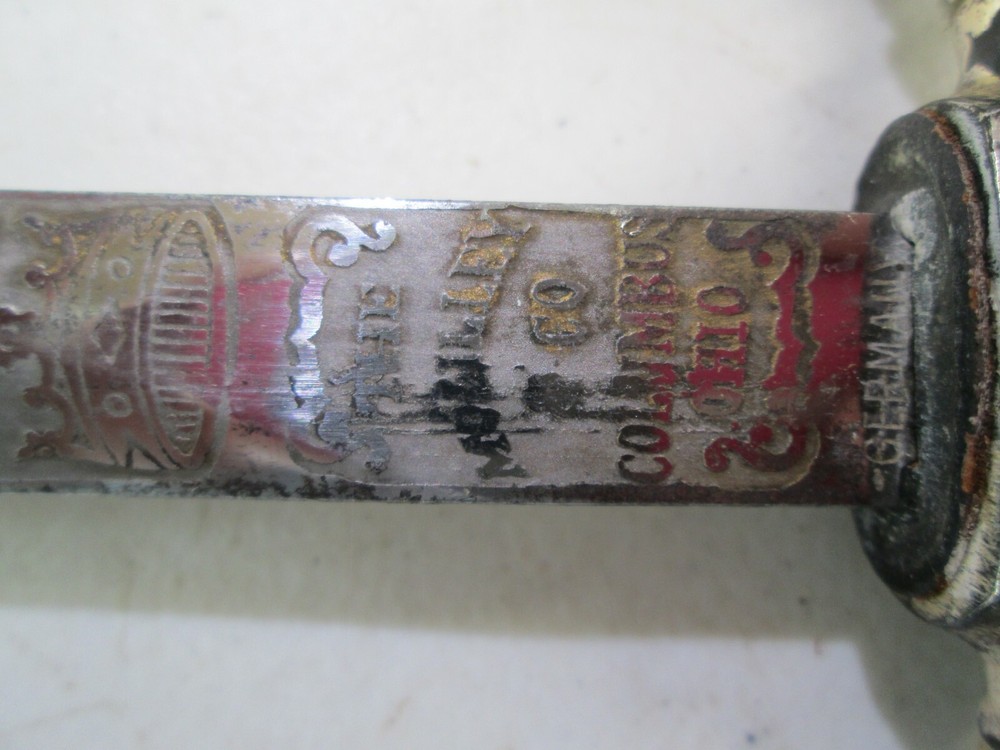 FRATERNAL SWORD & SCABBARD ETCHED BLADE NAMED AND MAKER