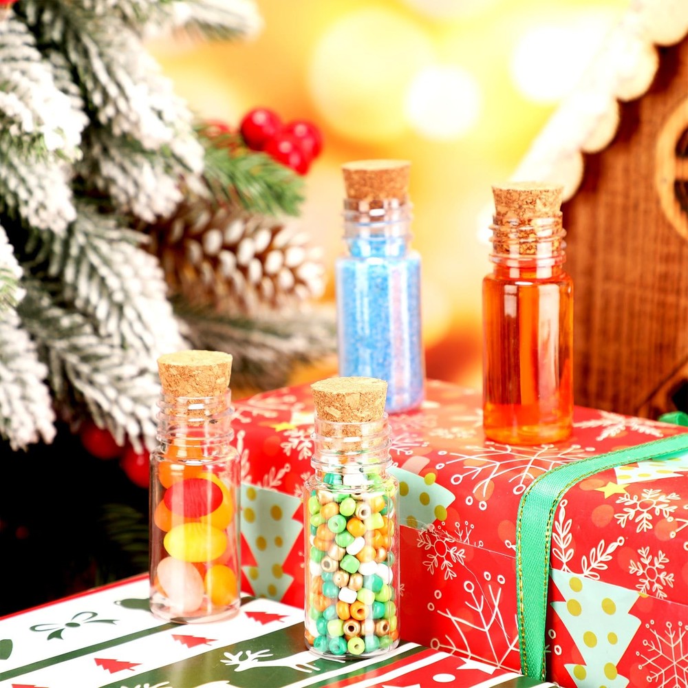 100 Packs 10ml Mini Plastic Bottles with Corks Stoppers Small Potion Bottles ...