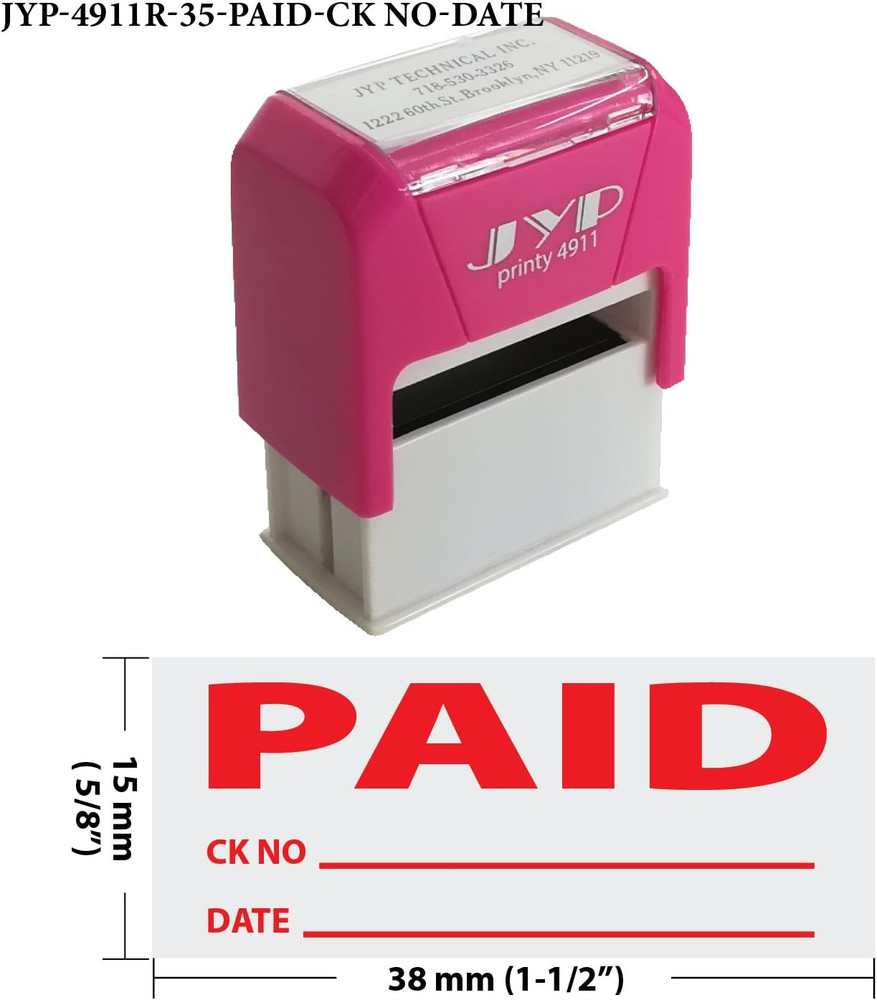 PAID With Check and Date Self-Inking Stamp -Pink