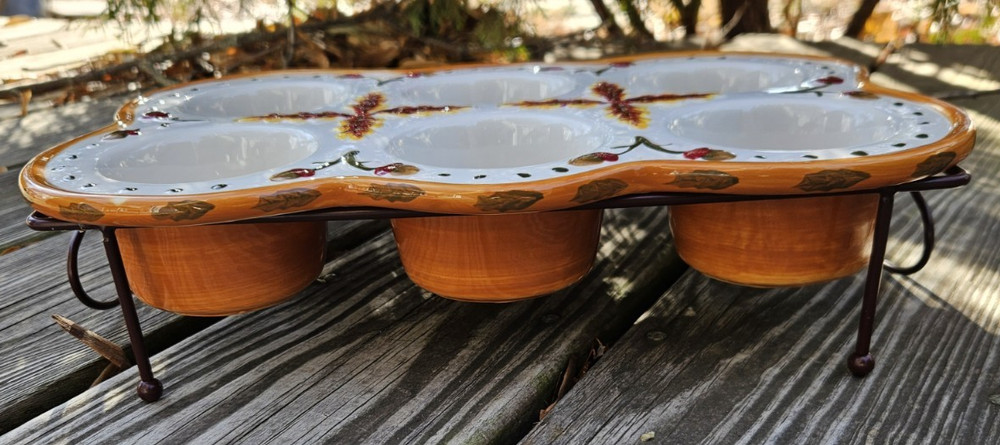 2011 Temptations Ovenware Fall Harvest Muffin Pan with Wire Cooling Rack FREESHP