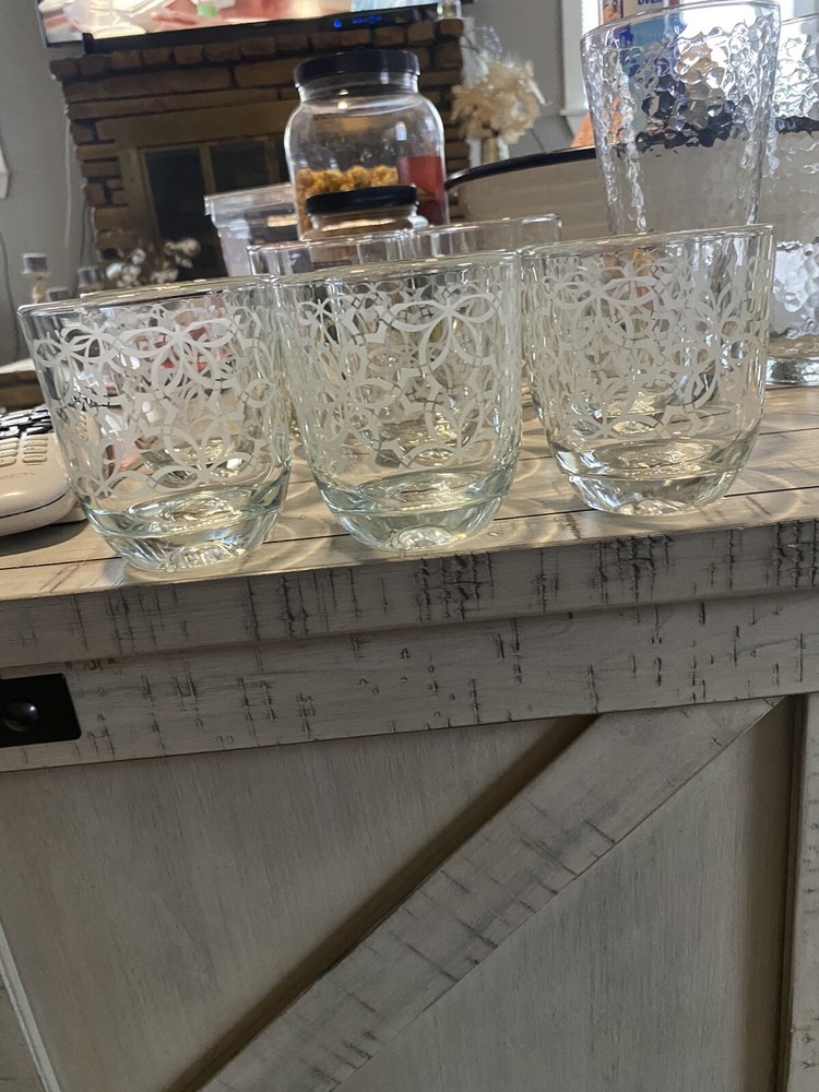 Vintage Cocktail Celtic Pattern Embossed Old Fashioned Whiskey Drinking Glass 