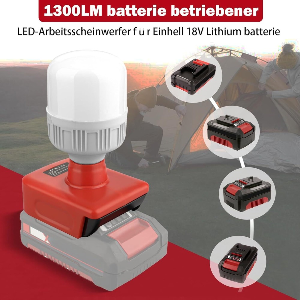 LED Work Light Protable Lamp Flashlight Camping Light for Einhell 18V Lantern