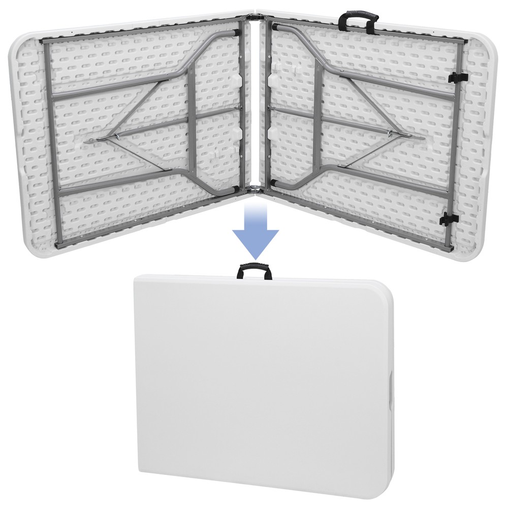 6' Plastic Table Fold-in-Half Picnic Utility Table w/ Handle Multipurpose White