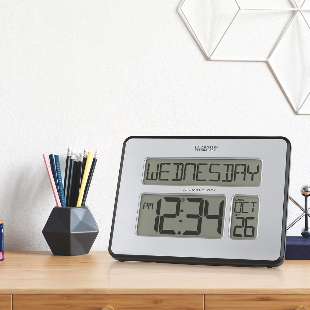 513-1419BLv4-INT Backlight Atomic Full Calendar Clock with Extra Large Digits