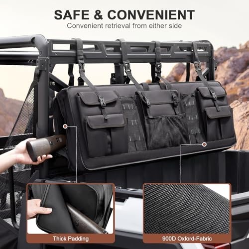 Double UTV Tool Carrier Soft Case, Quick Release Hunting Tool Bag Rack Black