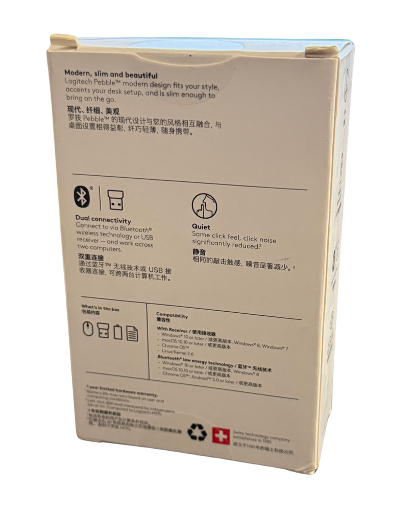 NEW SEALED! Logitech Pebble M350 Wireless Optical Mouse - Dual connectivity