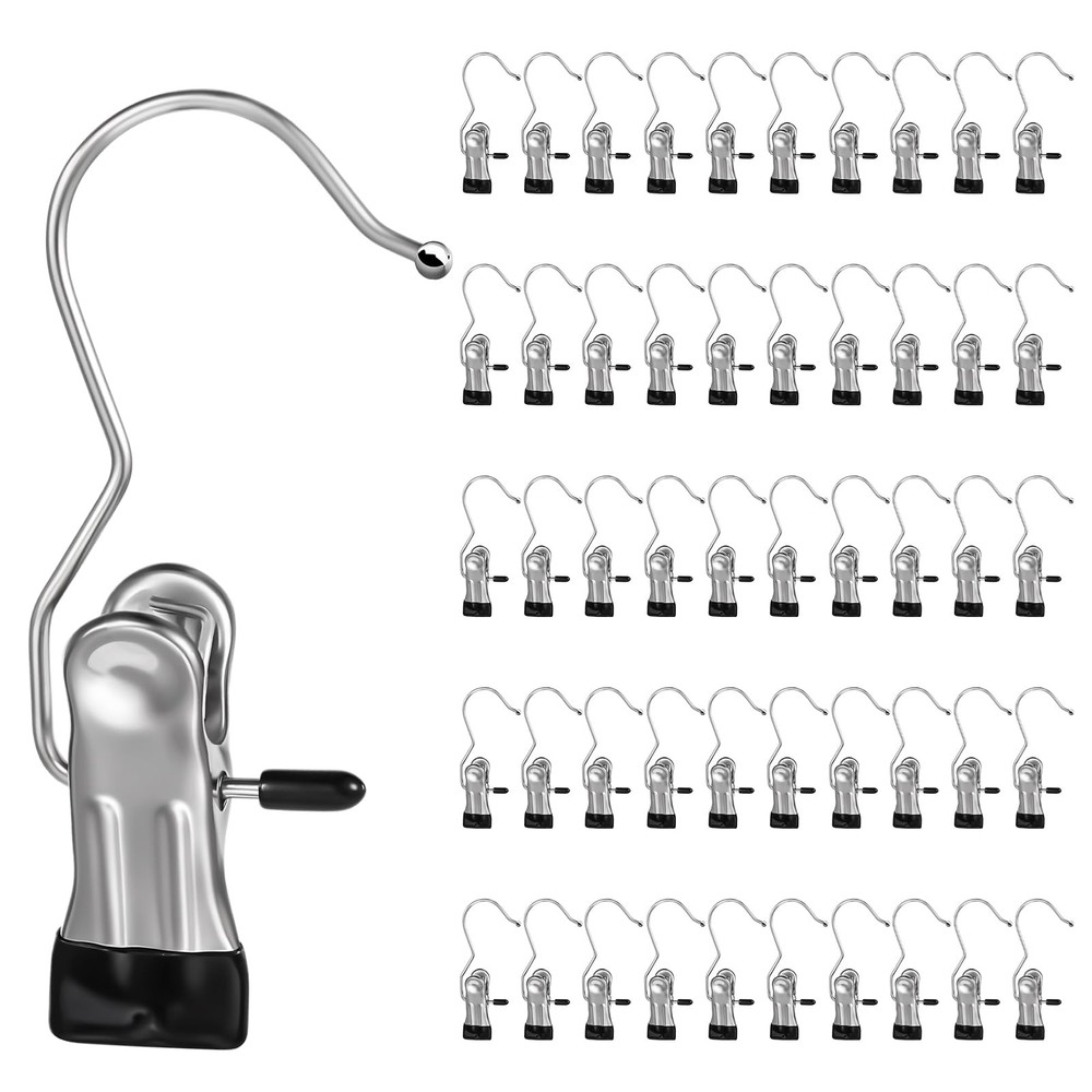 Dimeho 100 Pcs Boot Hangers Clips, Laundry Hook Hanging Stainless Silver