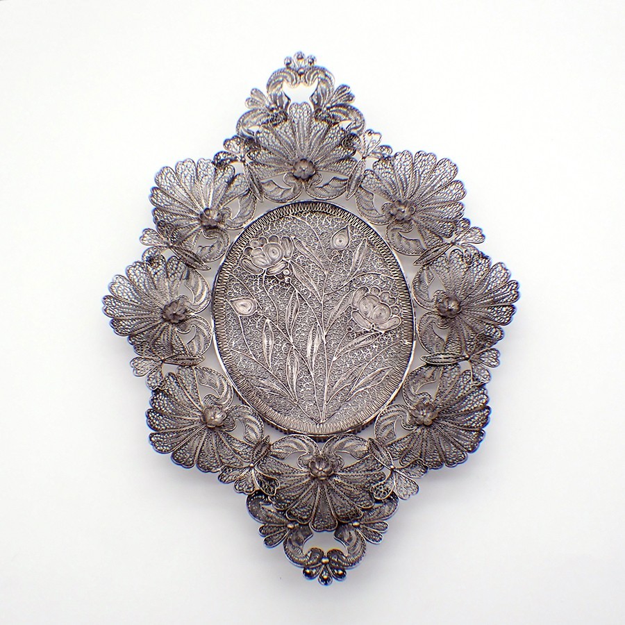 Filigree Silver Basket Serving Plate 900 Silver