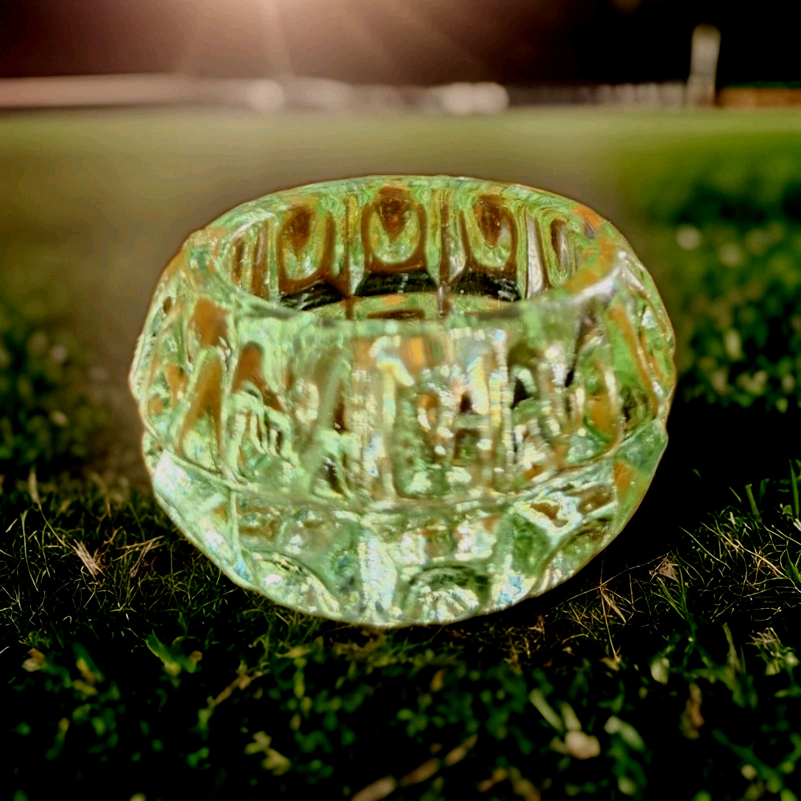 Key Lime Salt Dip 1 1/2" UV Shine Piink Westmoreland Mould Wilkerson Glass