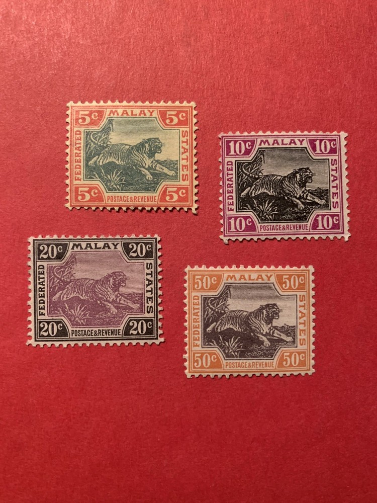 FEDERATED MALAY STATES 29, 31-33 mint TIGERS