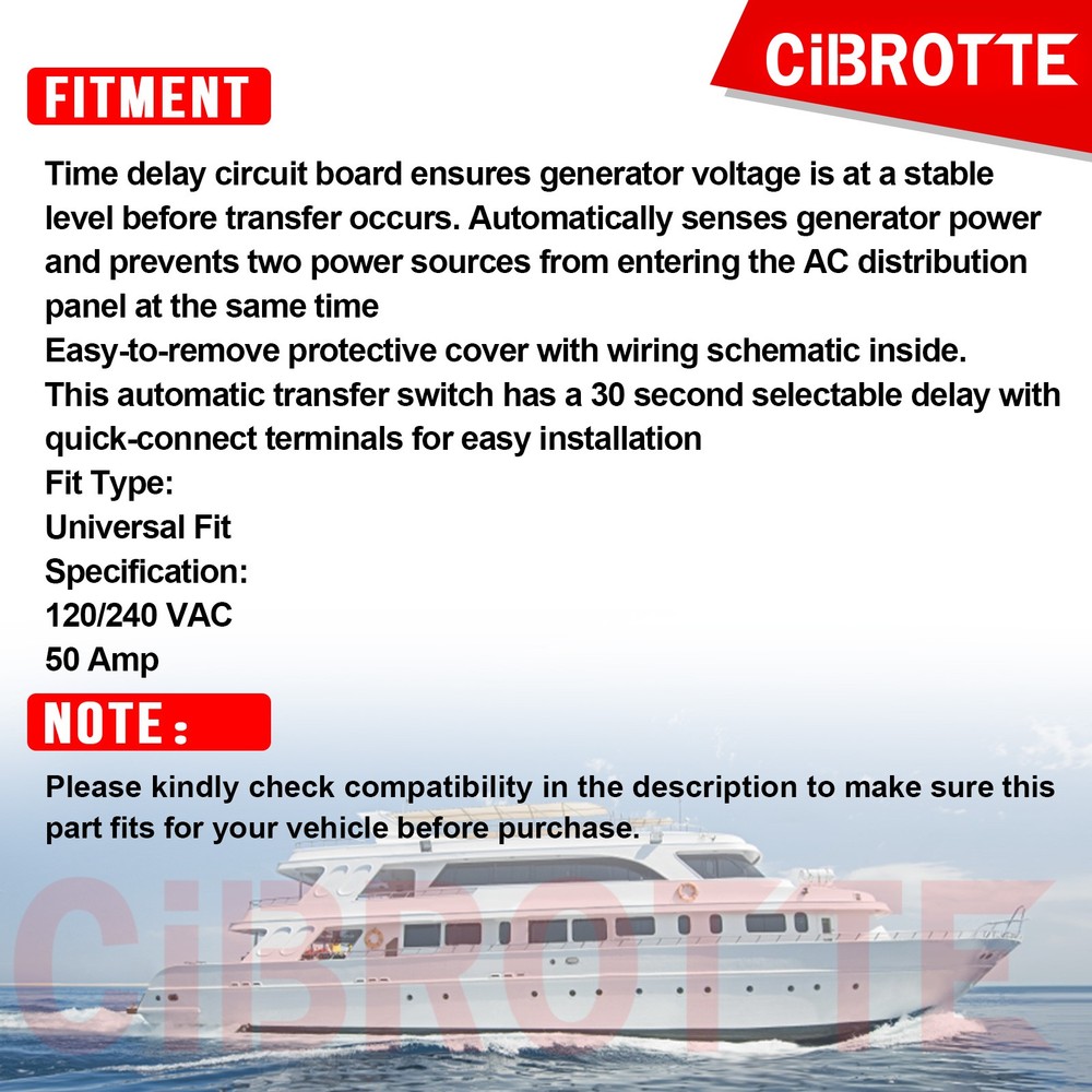 RV Automatic Transfer Switch Smart Delay ATS Switch 50-Amp 120/240V