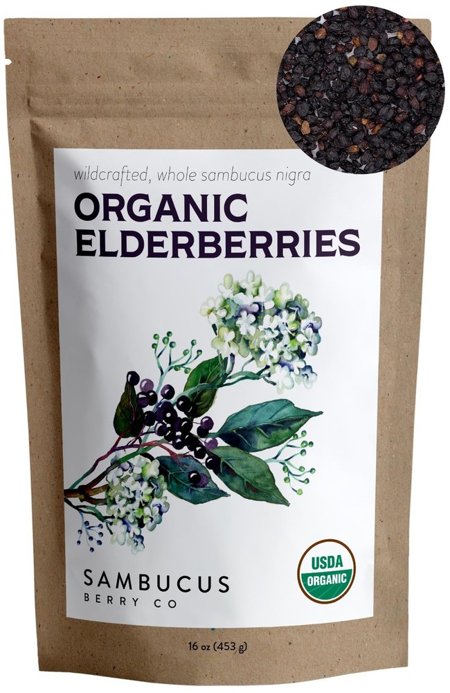 Organic Dried Elderberries - 1lb Bulk - Non-GMO Immune Support