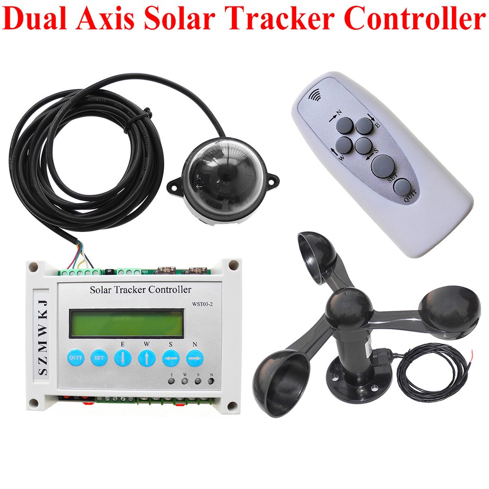LCD Dual Axis Solar Tracker Controller & Wind Sensor DIY Solar Panel Tracking EL