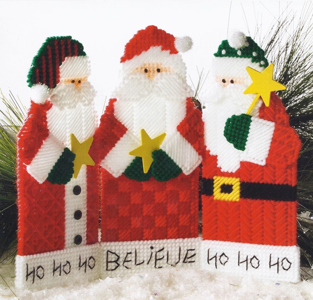 **SANTA TRIPTYCH TO STITCH**PATTERN ONLY**PLASTIC CANVAS PATTERN**