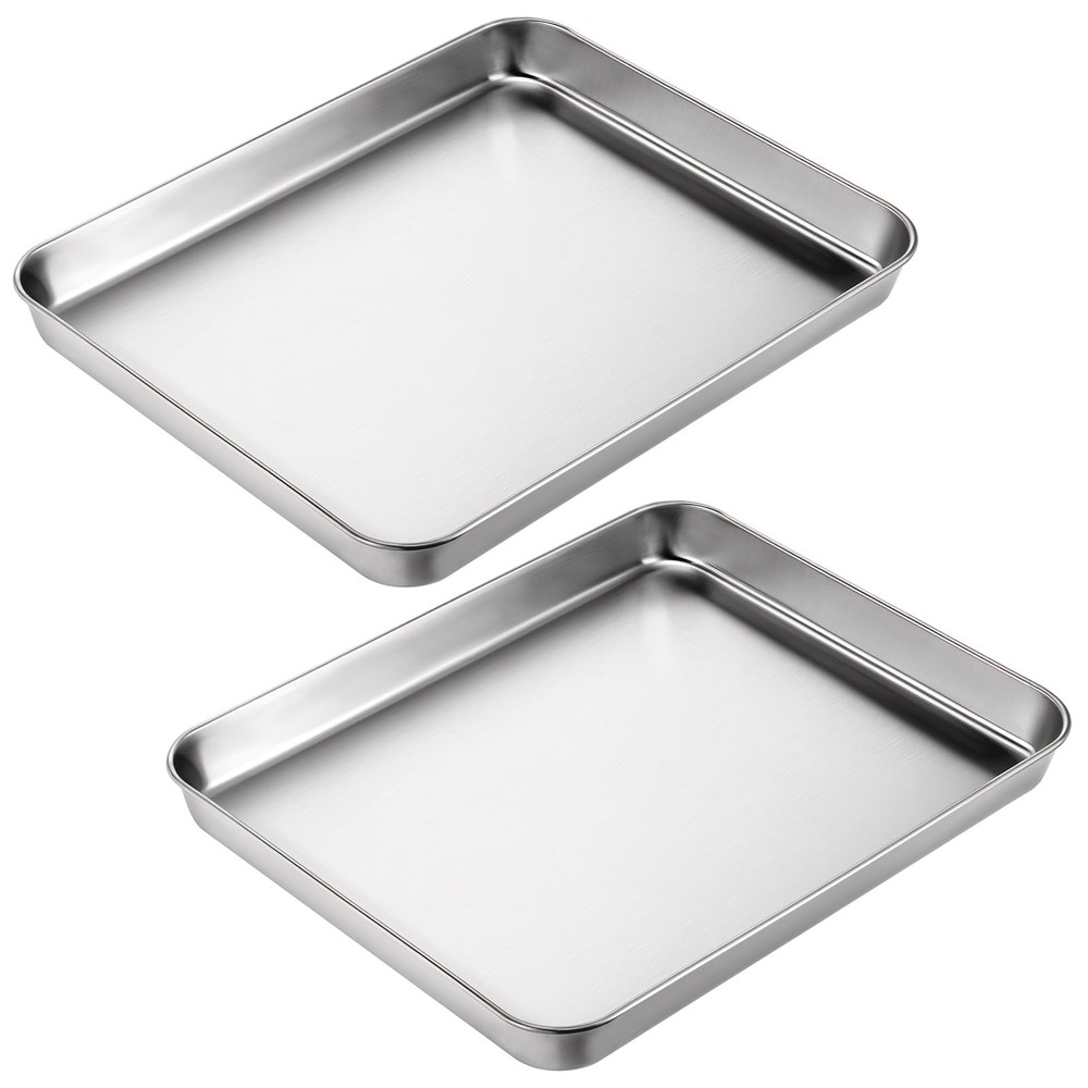 2Pcs Toaster Oven Pans for Baking, 9x11 Baking Sheets Cookie 9x11, Silver