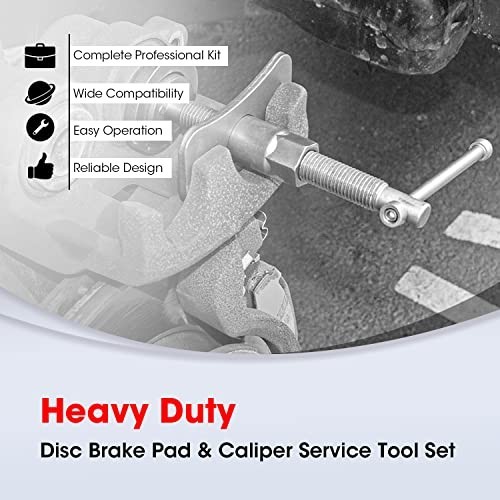 Heavy Duty Brake Caliper Compression Tool Kit - 23pcs Piston Reset Set with Case