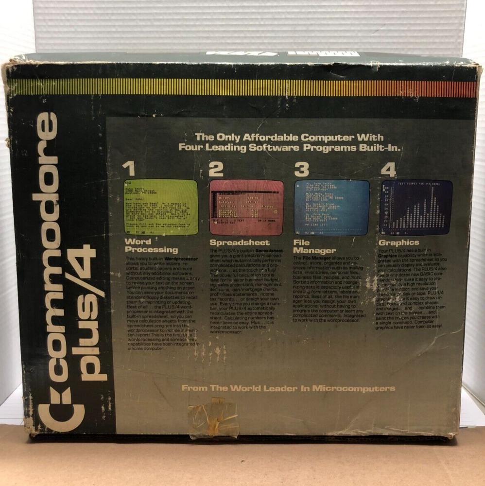 Vintage Commodore Plus/4 computer with Original box / INTEGRATED SOFTWARE MANUAL