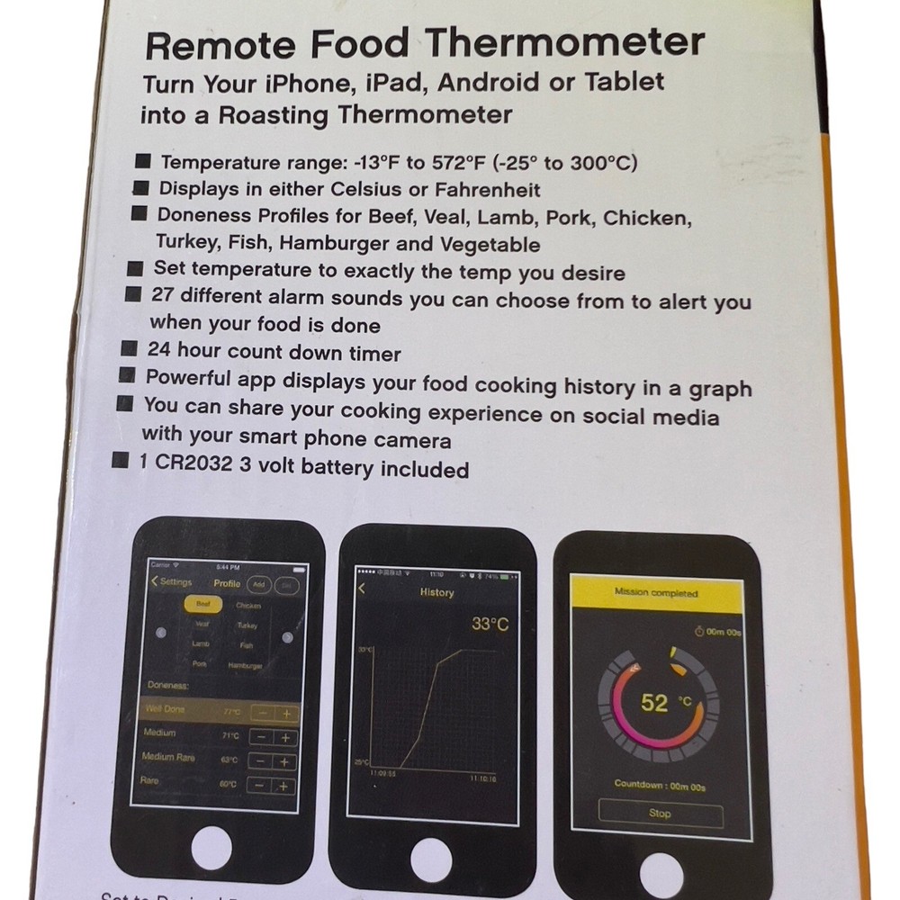 Maverick iChef Food Thermometer Bluetooth Remote 90ft Range App Roasting