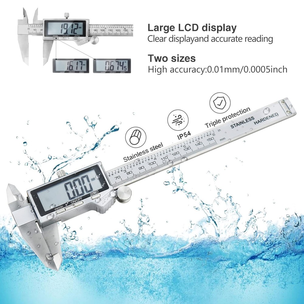 6 Inch Digital Caliper with Inch and Millimeter Conversion - High Accuracy Tool