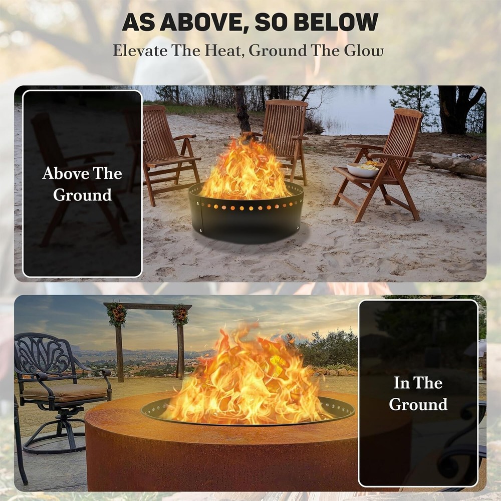 FEBTECH 38" Smokeless Fire Ring for Outdoor Fire Pits