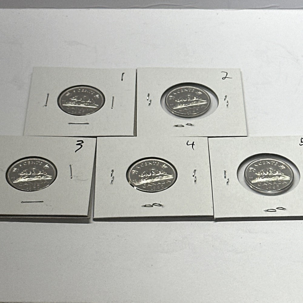 5 Varieties-Errors-Types Uncirculated+ 1965 Sm Bead Canada Canadian Nickels