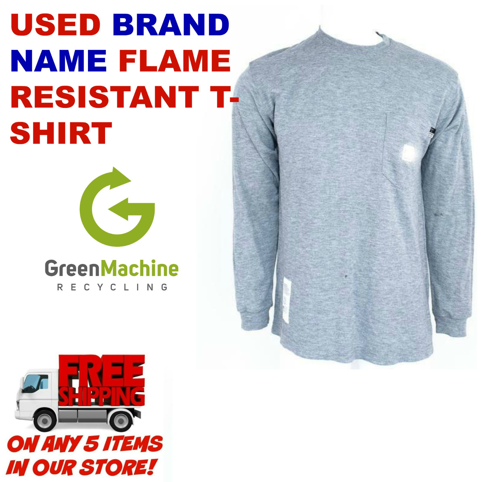 Used Flame Resistant FR T-Shirt Brand Name CARHARTT Cintas Dickies Unifirst