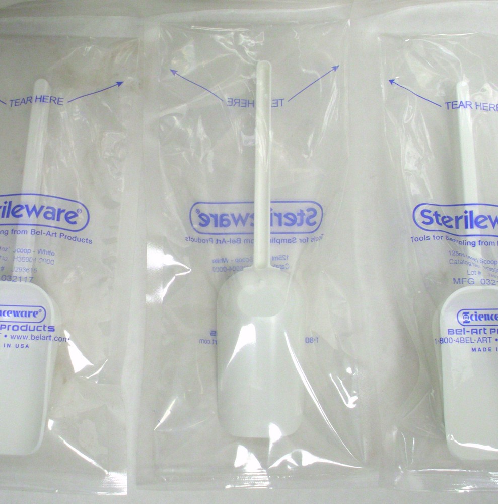 Sterileware Sterile Sampling Scoops Individually Wrapped 10 White 4 oz Scoops