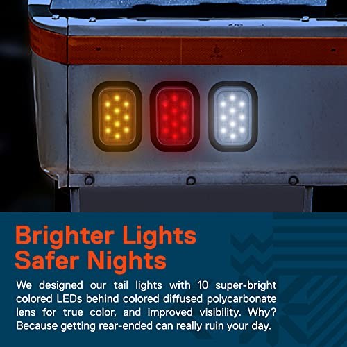 TRUE MODS 4pc 5x3 3x5 Inch Rectangle LED Trailer Tail Light Kit 4 Pack Amber