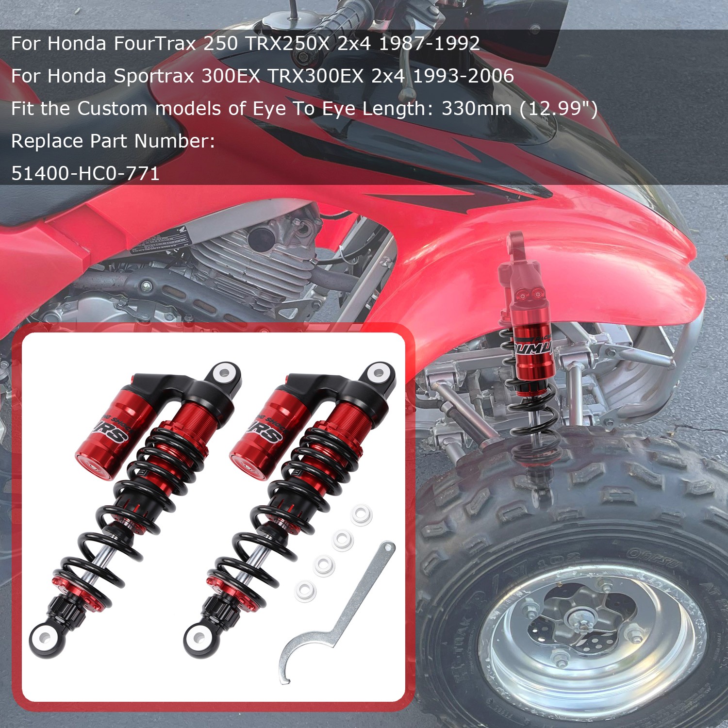 FOR 1993-2006 HONDA SPORTRAX 300EX TRX300EX STAGE 3 FRONT AIR SHOCKS ABSORBERS