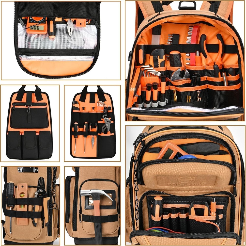 Professional Tool Backpack with 75 Compartments & Comfortable Carrying Design