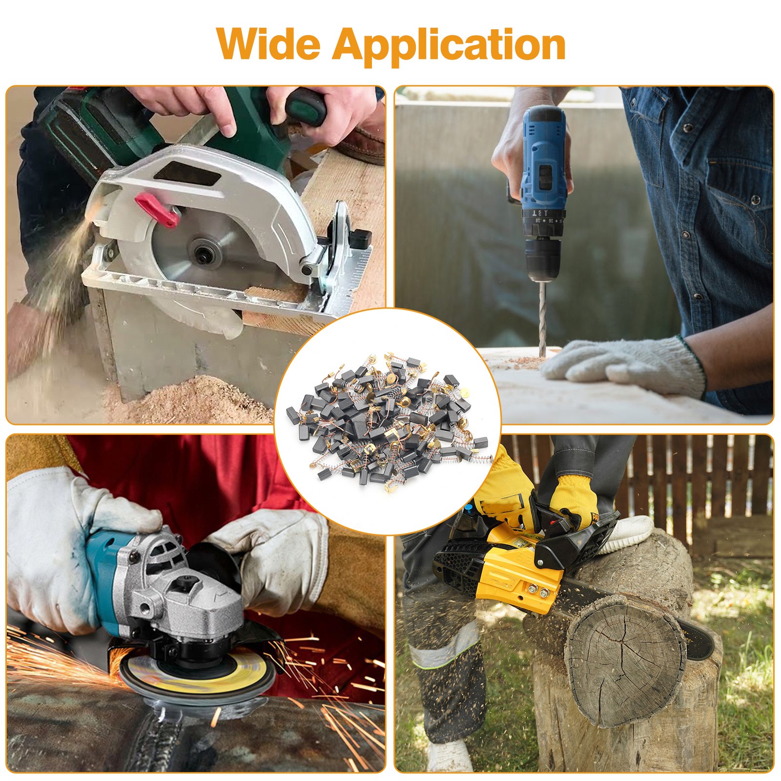 105x 15 Sizes Electric Motor Carbon Brushes Replacement w/ Copper Wire for Drill