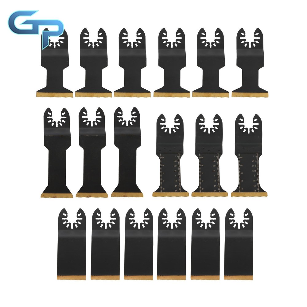 18 pcs Titanium Coated Oscillating Saw Blades Universal Multitool Cutting Blades