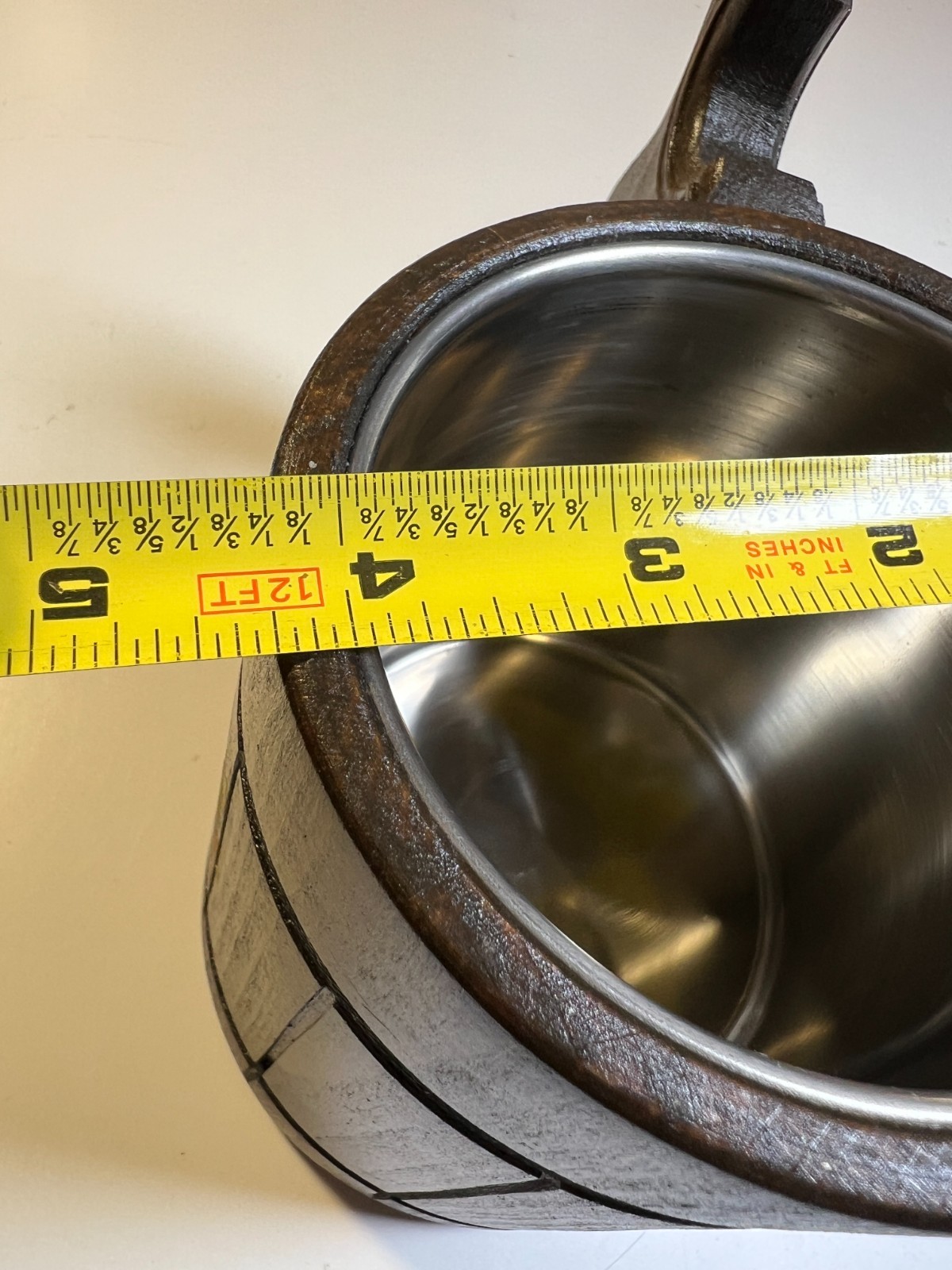 Medieval Wooden Wood Tankard Mug Cup Stein D&D Tavern LARP Stainless Steel DnD