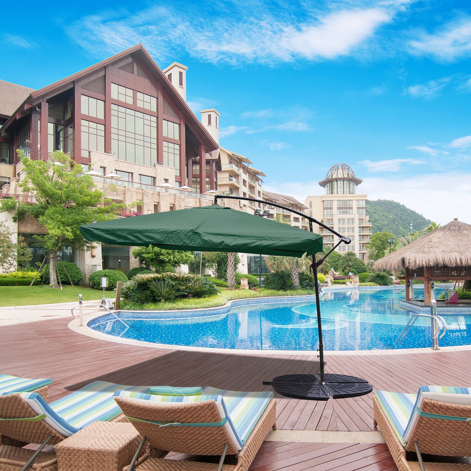 4PCS Patio Umbrella Base Offset Heavy Duty Cantilever Stand Concrete Weight