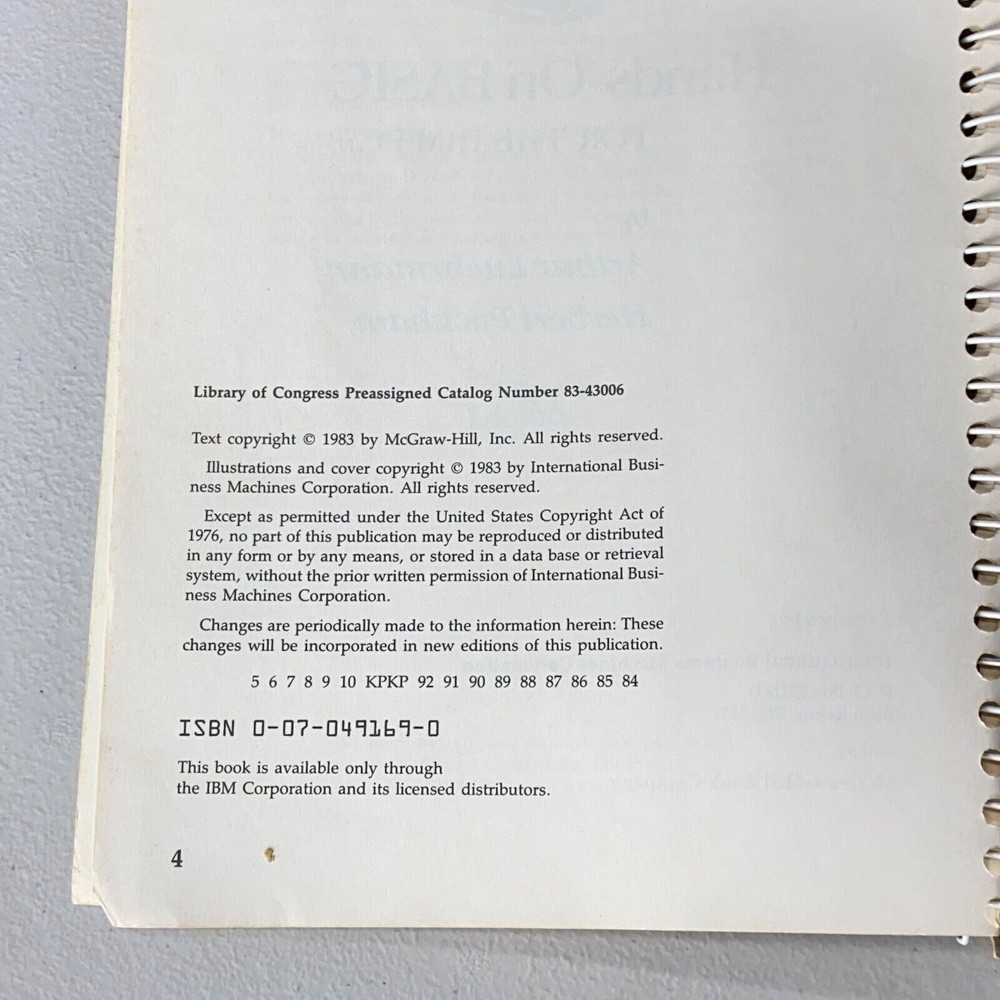 IBM PCjr Computer Manual Hands On Basic for 80s Personal Comp Spiral Book 1983