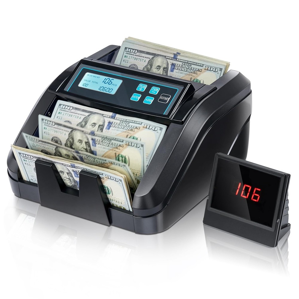 MUNBYN IMC51 Money Counter Machine Count Value, Add+Batch/Add+ Value Mode Bil...