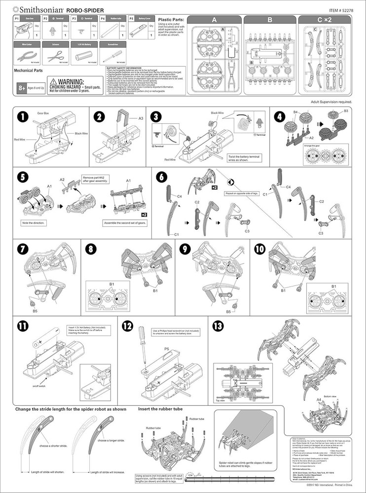 Smithsonian Science Activities Robo Spider Kit, Blue