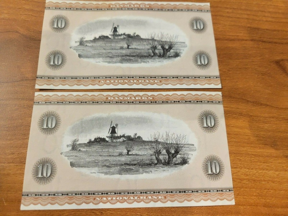 Denmark 10 Kroner 1964 Prefix J2 consecutive
