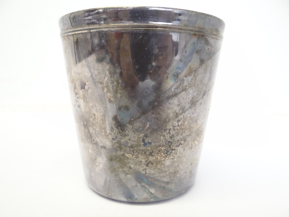 Mid-Century Modern Denmark Hallmark Shark Silverplate Cup Candle Holder Used