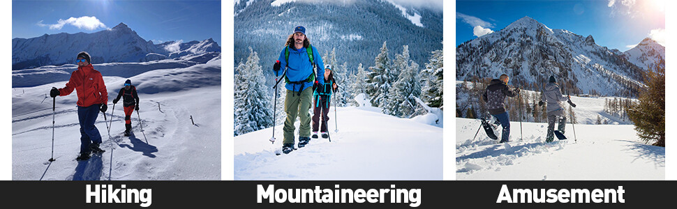 Lightweight Al Snowshoes Unisex 21/25 Inch Pair Anti-shock With Poles Kit & Bag