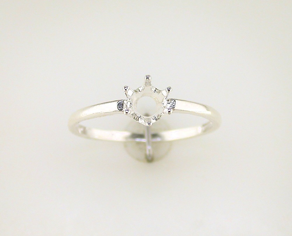 Round Solitaire Ring Setting Sterling Silver