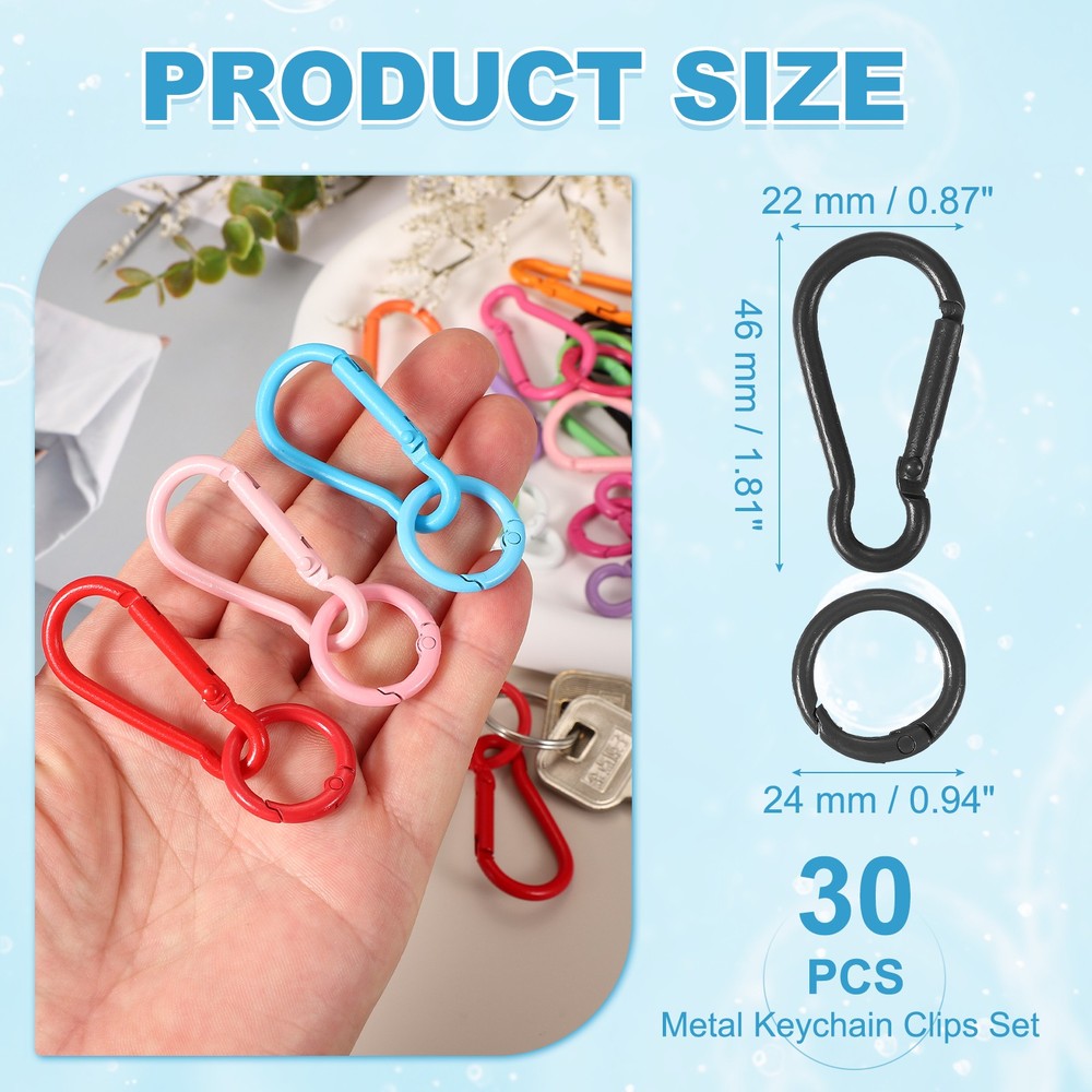 30 Pcs Small Keychain with O Ring, Black