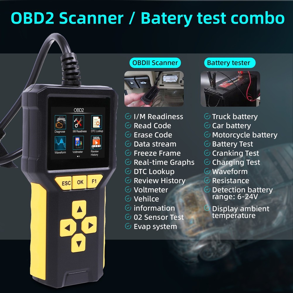 Automotive OBD OBD2 Code Reader Scanner Car Check Engine Fault Diagnostic Tool