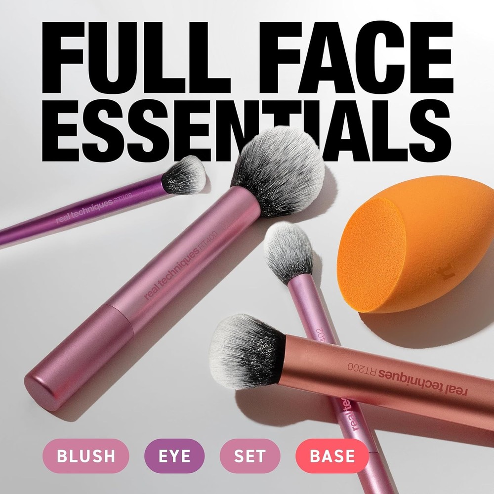 6 Piece Everyday Essentials Makeup Brush Set, Includes 4 Brushes & 2 Makeup