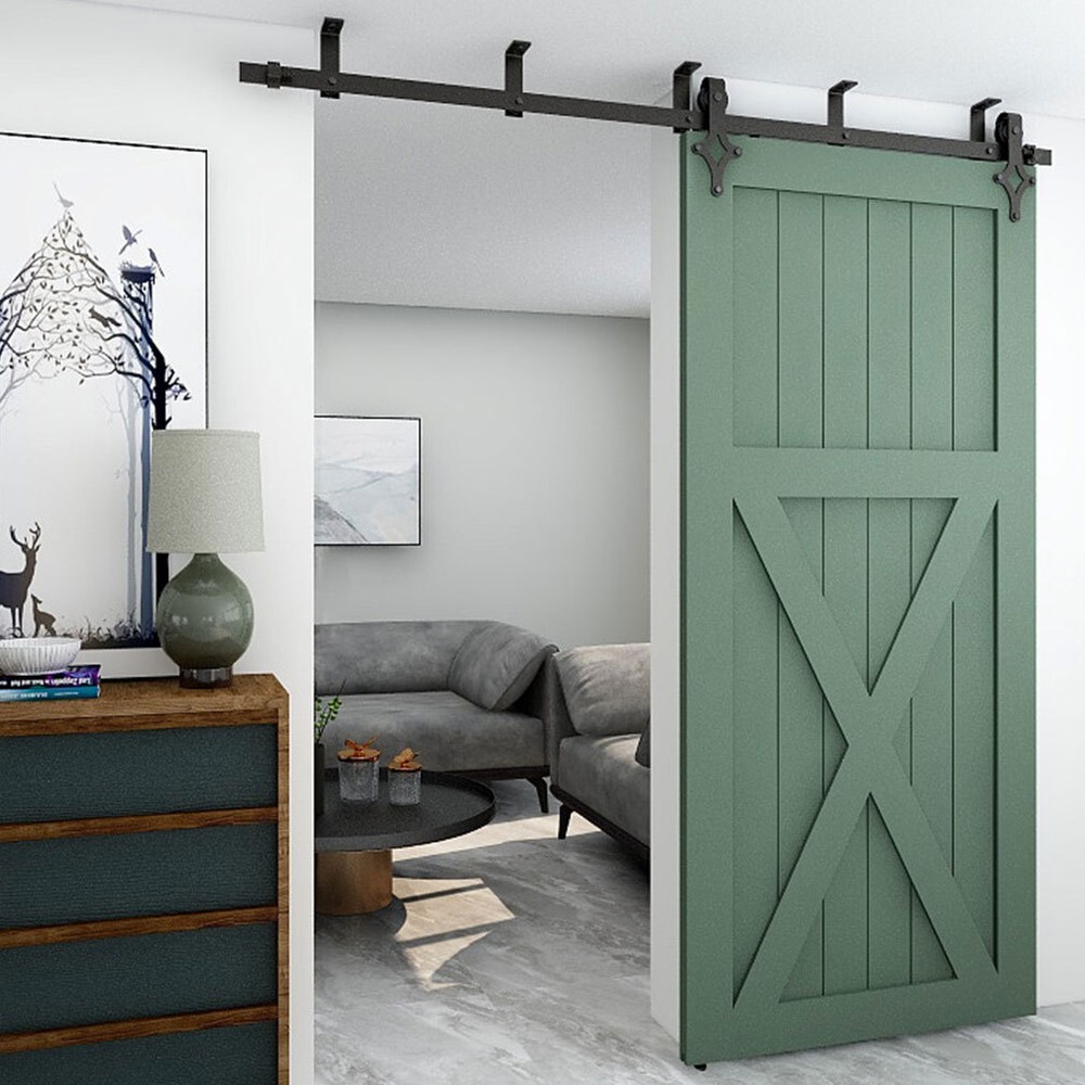 4FT-20FT Ceiling Mount Rail Sliding Barn Door Hardware Kit Track Roller Closet