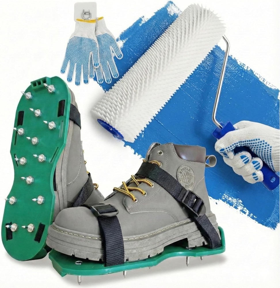 Premium Gunite Spiked Paint Rollers 9 Inch Kit for Epoxy Floor Decking Concrete