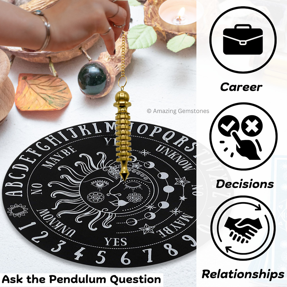 Gold 9 ISIS Ring Steel Copper Pendulum for Divination