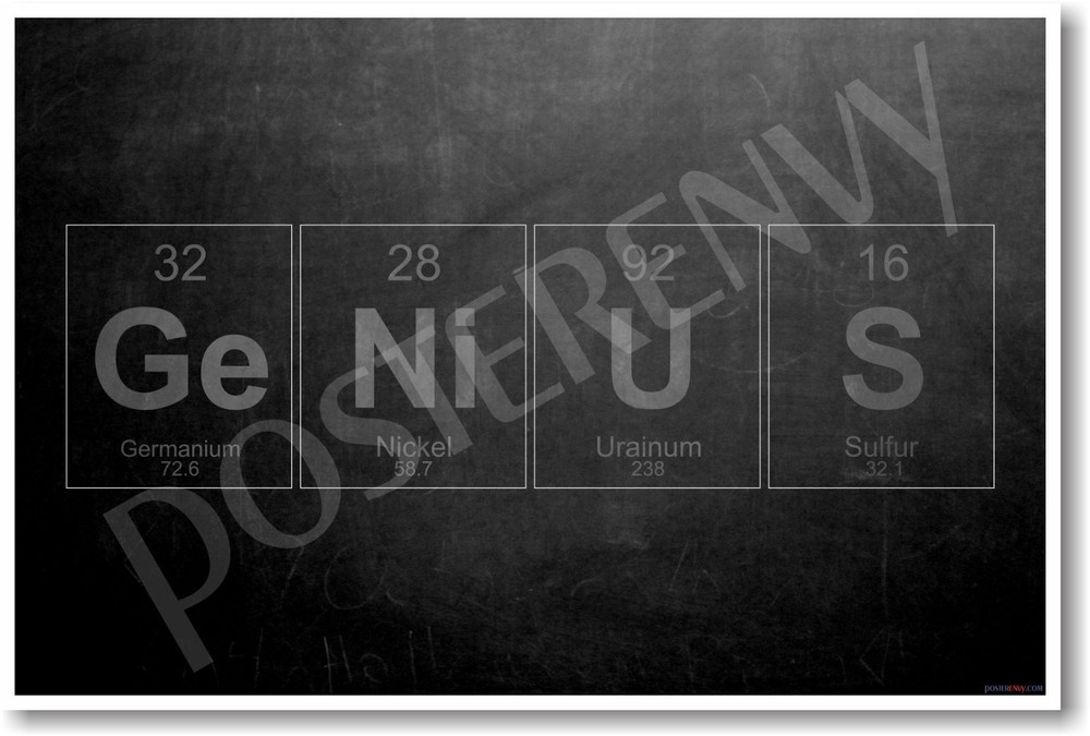 GeNiUS - Periodic Table Elements - NEW Humor POSTER