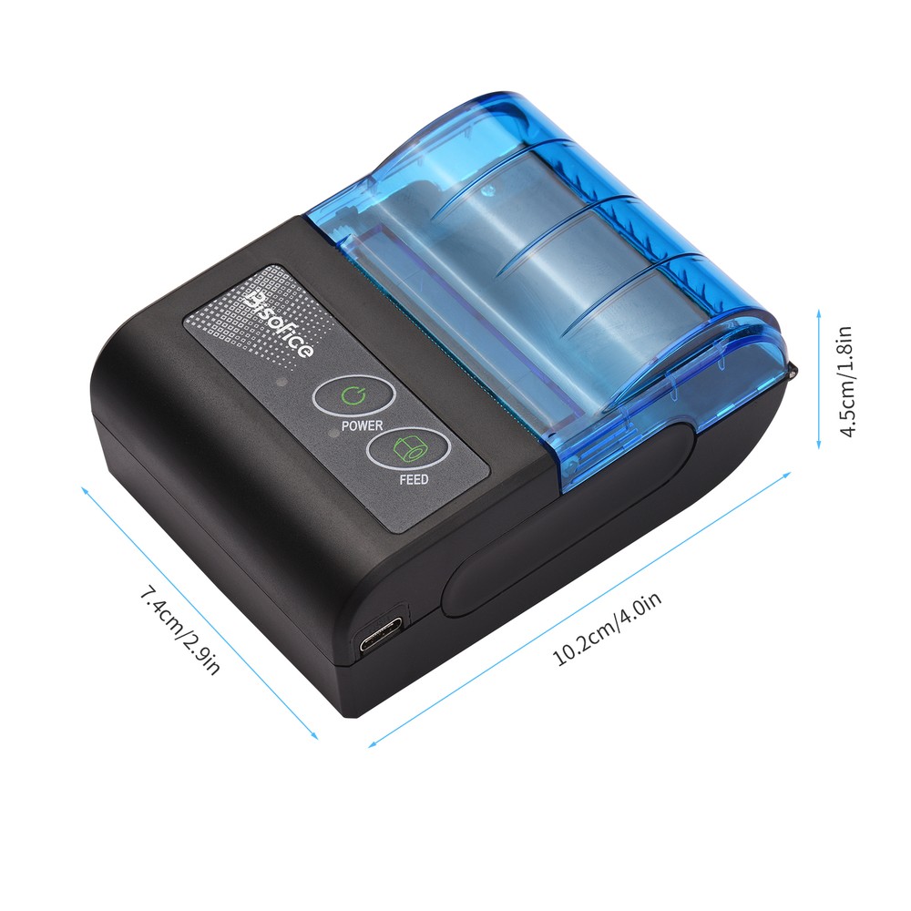Bisofice Bluetooth 58mm Thermal Receipt Printer Portable Mobile POS Printer V6Y8