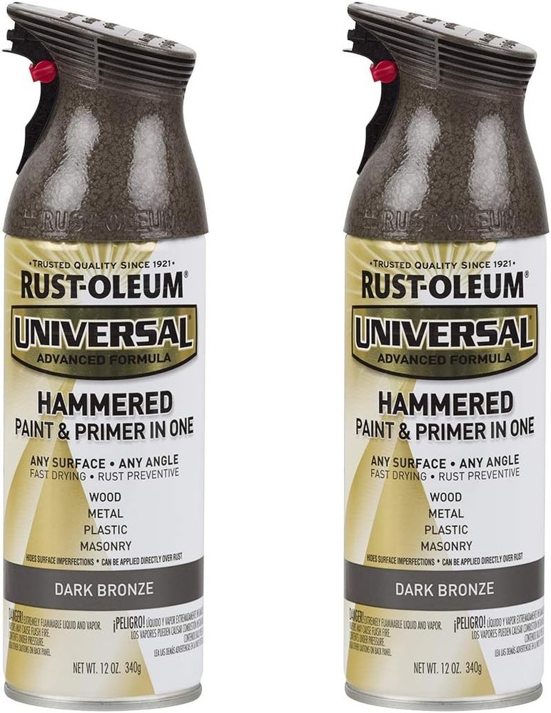 Universal All Surface Hammered Spray Paint, 12 oz, Dark Bronze, 2 Pack